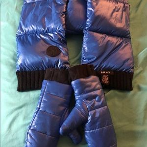 DKNY Quilted Puff Scarf & Mittens